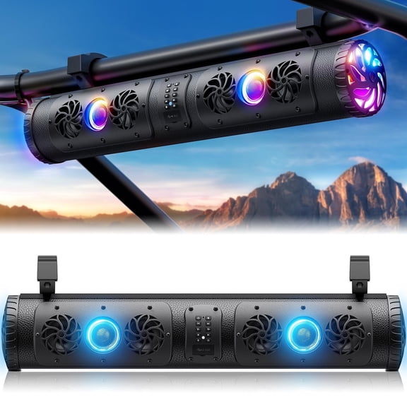Ehaho 27 Inch UTV Sound Bar with RGB Lights, ATV SoundBar Bluetooth,700W Stereo Amplified Powersports SXS Sound Bar,Waterproof Golf Cart SoundBar,UTV Speakers for Marine SXS Polaris RZR Can-Am