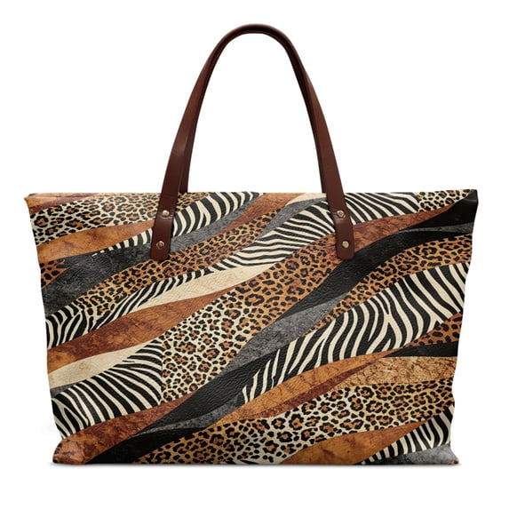 Eheartsgir Animal Patchwork Print Shoulder Bags with Portable with Inner Pocket, Lightweight Tote Bag for Women for Daily Travel