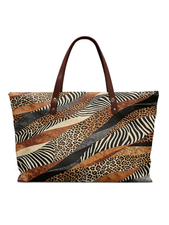 Animal Patchwork Print Shoulder Bags with Portable with Inner Pocket, Lightweight Tote Bag for Women for Daily Travel