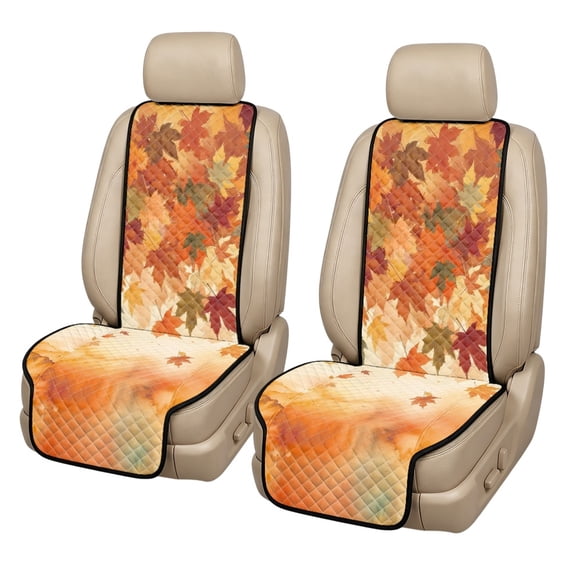 Eheartsgir Autumn Maple Leaf Print Car Front Seat Covers for Most Vehicles, Non Slip Scratchproof Car Seat Cover 2-Pack Polyester Front Car Seat Covers