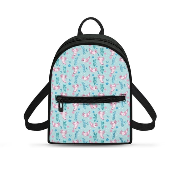 Eheartsgir Axolotl Small Backpack with Lightweight Zipper Closure Rucksack for Hiking, Polyester Small Polyester Backpack for Outing