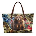 thumbnail image 1 of Eheartsgir Bear Camo American Flag with Zipper Clutch Purse, Top Handle Tote Bag with Large Capacity Waterproof Tote Handbag for Travel Shopping, 1 of 6