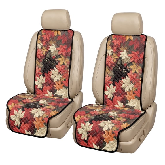 Eheartsgir Black Cat Maple Leaf Car Front Seat Covers for Pet, Breathable Non-Slip Car Seat Covers for SUV, Polyester Vehicle Seat Protector