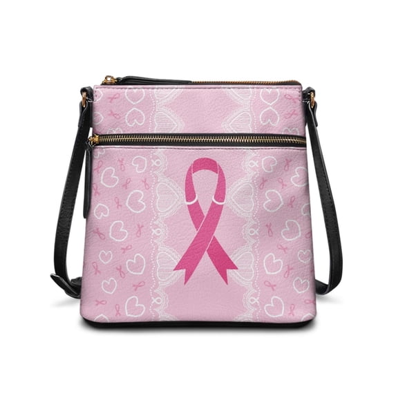 Eheartsgir Breast Cancer Awareness Campaign Crossbody Bag, Waterproof Women's Shoulder Bag PU Leather Stylish Crossbody Purse for Travel Daily Use