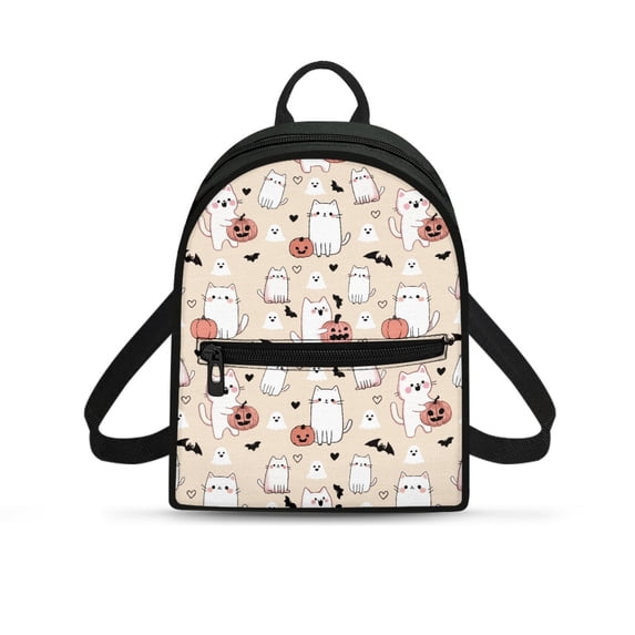 Eheartsgir Cat Pumpkin Theme Versatile Small Backpack, with Front Pocket Trendy Travel Bag Daypack with Lightweight for Outdoor Shopping