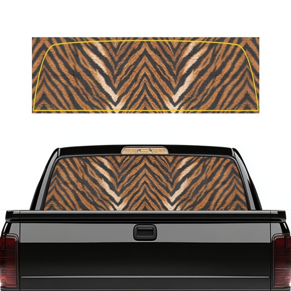 Eheartsgir Chevron Tiger Stripe Perforated Vinyl Rear Window Decal, 66.9 x 22.4 Inch See through Sticker for Most Pickup Trucks, Easy Installation for Car Lovers