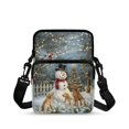 thumbnail image 1 of Eheartsgir Christmas Crossbody Bag Featuring Snowman Dogs, Polyester Cellphone Purse with Two Zippers for Women for Work and Travel, 1 of 7