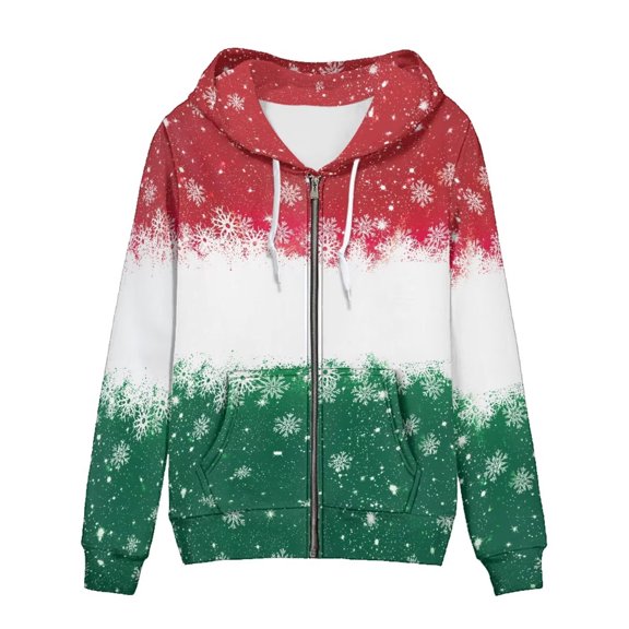 Eheartsgir Christmas Snowflake Hoodies Long Sleeve Drawstring Hoodie Jacket for Women Fashion Comfy Sweatshirt Zip-up Sweatshirts Plus Size Hooded Jacket for Sport Athletic Gym