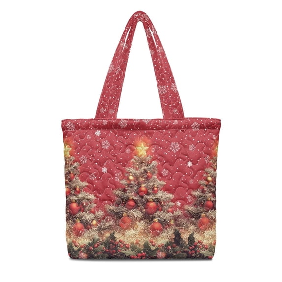 Snowflake Pattern Design Eheartsgir Christmas Tree Snowflake Pattern Quilted Shopping Bag for ...