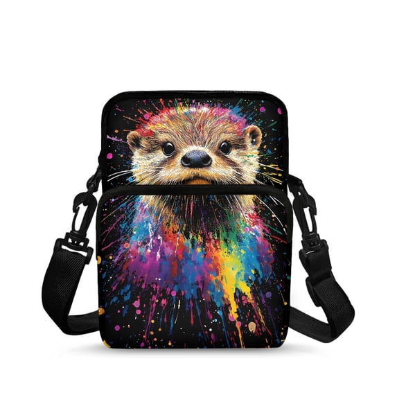 Eheartsgir Color Splash Otter Crossbody Bag, Polyester Cell Phone Purse with Pockets, Lightweight Sling Bag for Daily Use and Work