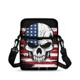 thumbnail image 1 of Eheartsgir Crossbody Bags American Flag Skull Crossbody Purse for Travel, Stretch Polyester with Pockets Cell Phone Crossbody Bag, 1 of 7