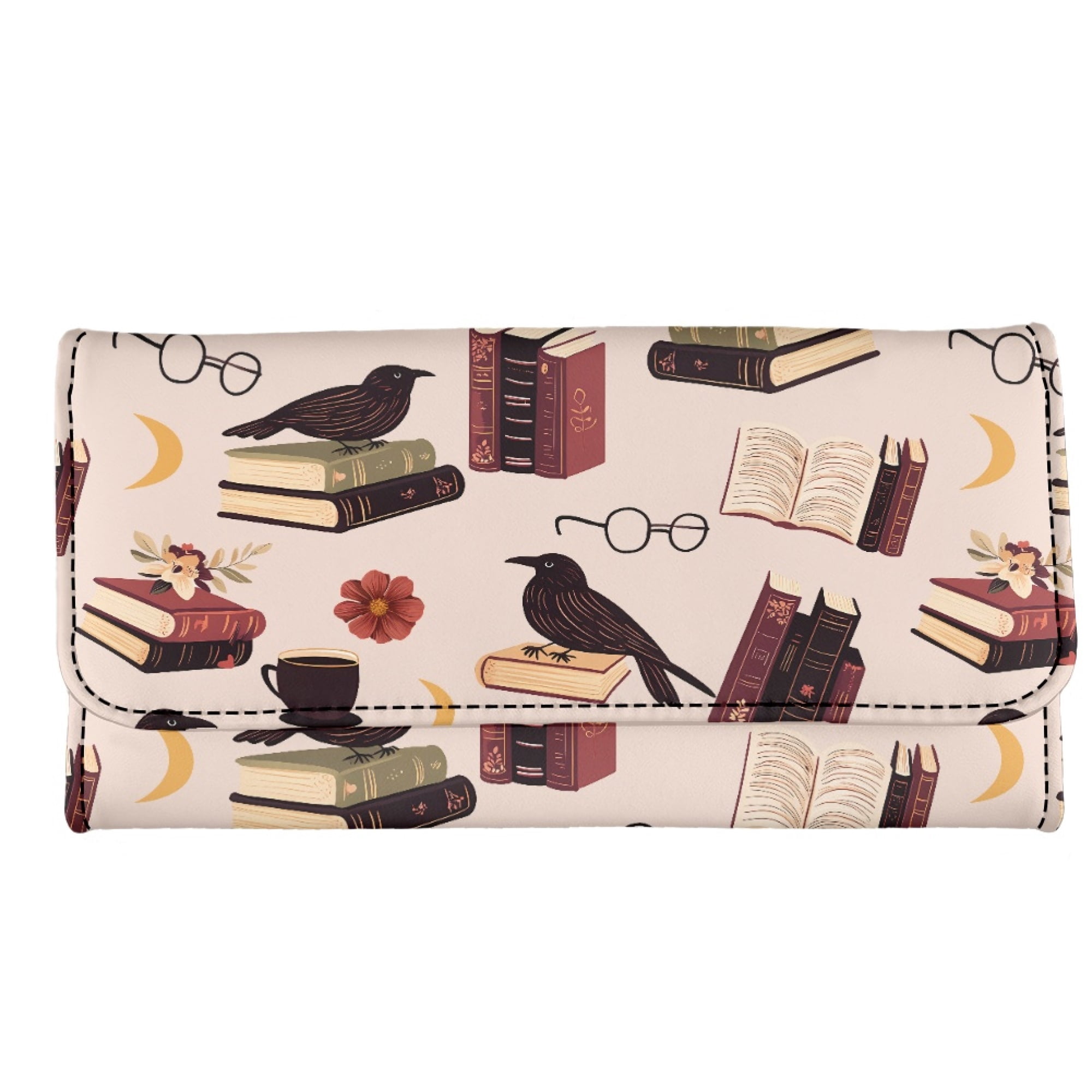 Eheartsgir Crow Book Design Trifold Wallet for Daily, PU Leather Long ...