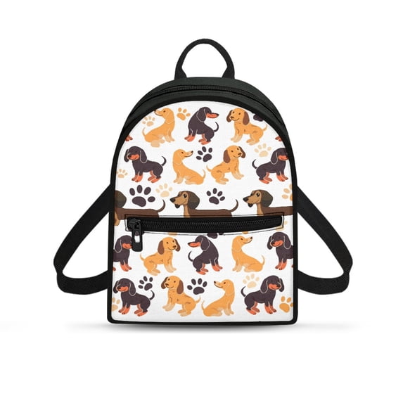 Eheartsgir Dachshund Dog Paw Print Lightweight Travel Backpack Practical Mini Bags for Hiking Work, Polyester Waterproof Small Backpack