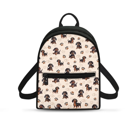 Eheartsgir Dachshunds Pattern Fashion Backpack for Women Lightweight Work Bag for Hiking Travel, Polyester Front Pocket Mini Backpack