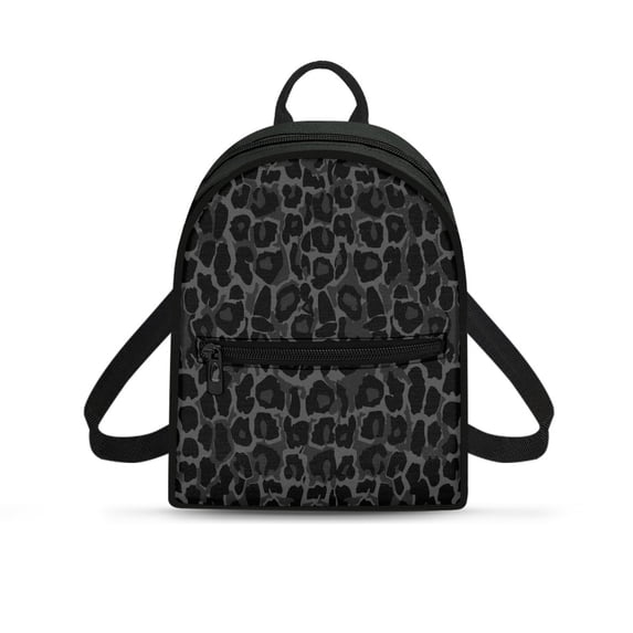 Eheartsgir Dark Gray Leopard Print Mini Backpack with Waterproof Adjustable Strap Small Backpack for Outing, Polyester Ladies Shoulder Backpack for Travel