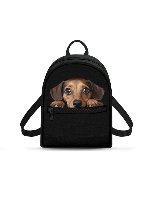 Dog Print Back Pack with Lightweight Zipper Closure Small Backpack for Outdoor, Polyester Travel Shoulder Bag for Daily