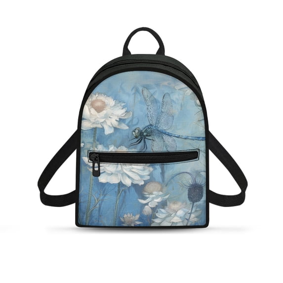 Eheartsgir Dragonfly Pattern Lots of Pockets Casual Daypack, Lightweight Travel Rucksack with Zipper Closure for Hiking Gym