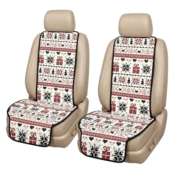 Eheartsgir Dustproof Car Seat Covers for Most Vehicles, Quilted Padded Fabric Non Slip Car Front Seat Covers, Christmas Fair Isle Theme