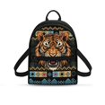 thumbnail image 1 of Eheartsgir Fierce Tiger Head with Tribal Geometric & Tropical Leaf Pattern Mini Backpack for Work Travel, Zipper Closure Small Purse Backpack for Women Polyester Practical Small Backpack, 1 of 8