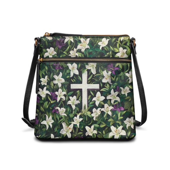 Eheartsgir Floral Cross Pattern Design Sling Bag Shoulder Bag, Lightweight Waterproof Crossbody Purse Durable for Daily Weekend Activities