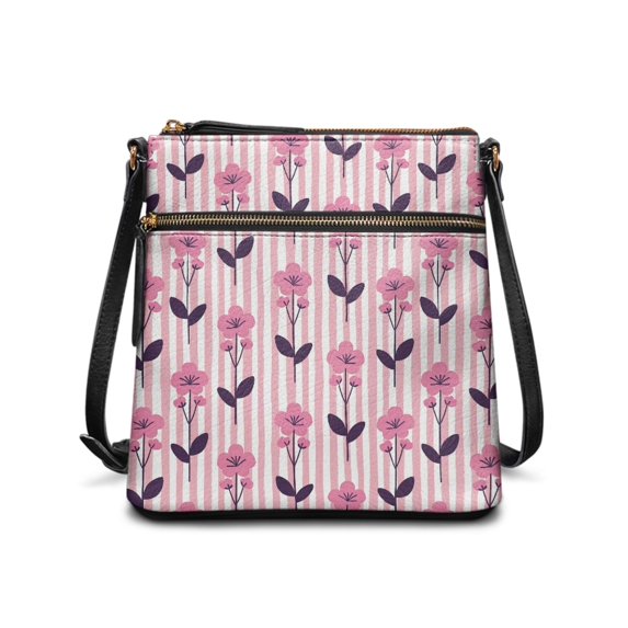 Eheartsgir Floral Stripe Crossbody Bag Women Purse Satchel, Lightweight Waterproof Sling Bag Fashion for Outdoor Activities Shopping