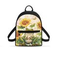 thumbnail image 1 of Eheartsgir Frog Sunflower Print Ladies Backpack Purse Zipper Closure Small Backpack for Travel Work, Polyester Lightweight Mini Backpack, 1 of 8