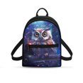 thumbnail image 1 of Eheartsgir Galaxy Owl Pattern Mini Backpack Purse, Water-Resistant Polyester Small Backpack for Dating Travel, Zipper Compartment Travel Daypack, 1 of 8