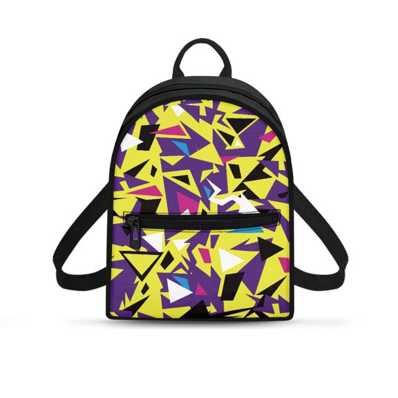 Eheartsgir Geometric Triangle Mini Backpack Purse for Gym Hiking, Lightweight Travel Shoulder Bag Polyester Zipper Closure Small Backpack