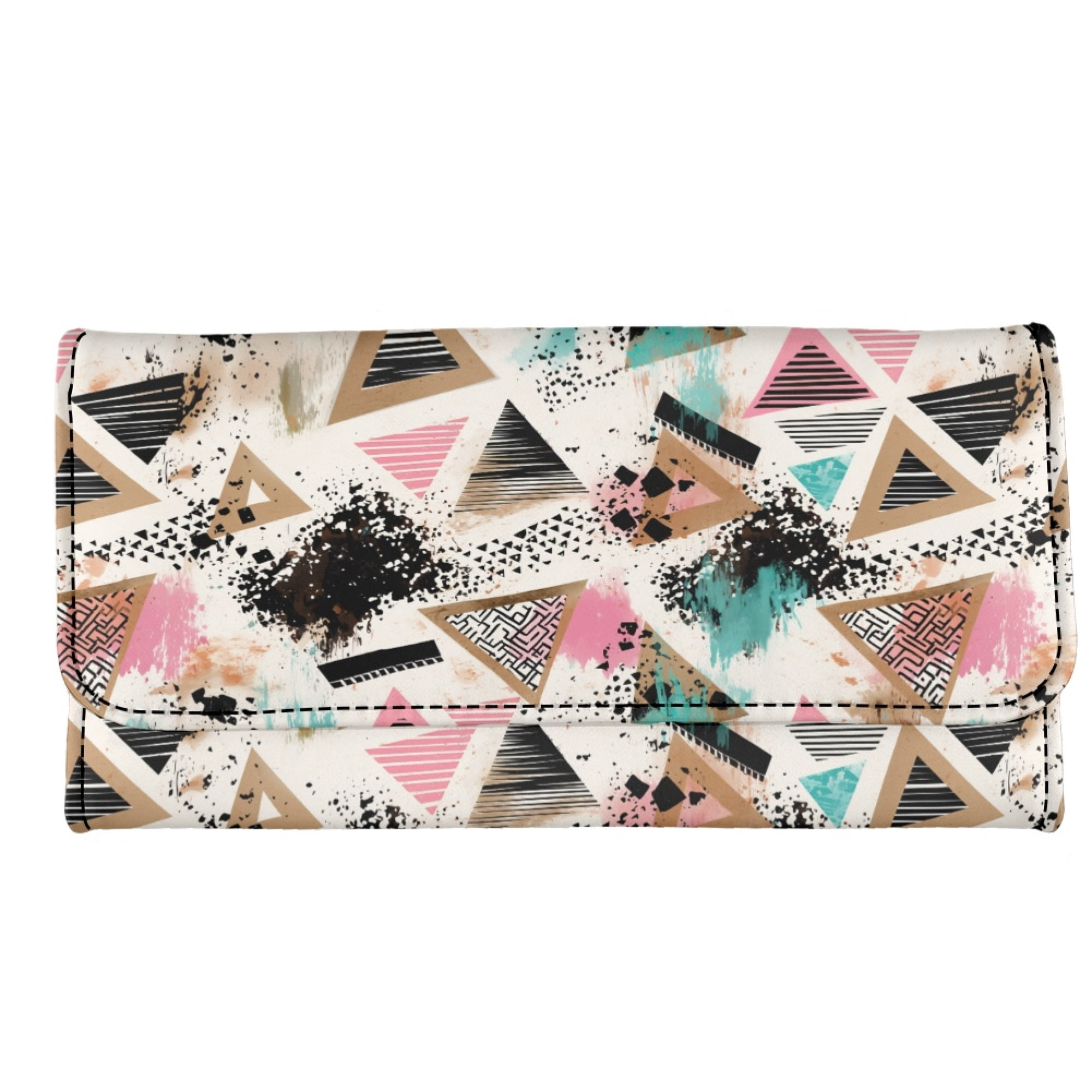 Eheartsgir Geometric Triangle Pattern Trifold Clutch Wallets for Daily ...