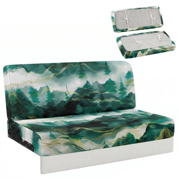 Eheartsgir Green Marble Print RV Couch Covers Set of 2 Soft Jackknife Sleeper Sofa Cushion Covers Washable Backrest and Bench Seat Protectors for RV Jackknife Sofa Bed