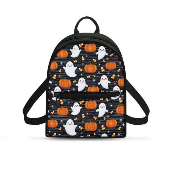 Eheartsgir Halloween Ghost Pumpkin Waterproof Handbag Lightweight Casual Daypack for Hiking Dating, Polyester Adjustable Strap Rucksack
