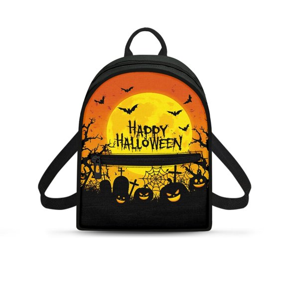 Eheartsgir Happy Halloween Pattern Casual Shoulder Bag for Travel Hangouts, Waterproof Small Travel Backpack Polyester Lightweight Mini Backpack