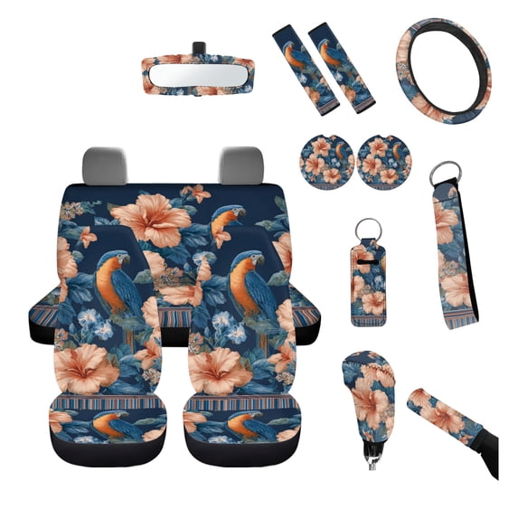 Eheartsgir Hibiscus Parrot Print 14 Piece Car Seat Cover Set, with ...