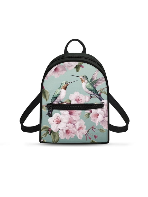 Hummingbird Floral Lightweight Small Backpack, Waterproof Small Travel Backpack with Easy to Carry for Shopping Daily