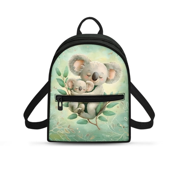 Eheartsgir Koala Hug Print Small Backpack for Office Outdoor, Top Handle Travel Daypack Polyester Adjustable Strap Mini Purse