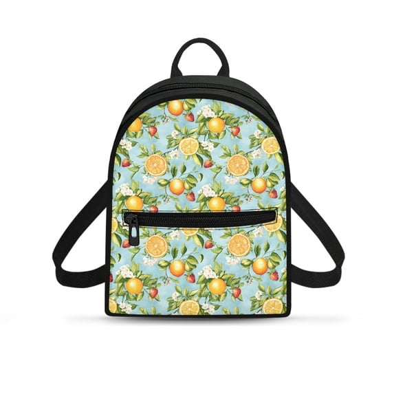 Eheartsgir Lemons Pattern Small Backpack, Adjustable Strap Polyester Mini Backpack for Hiking Travel, Smooth Zipper Travel Shoulder Bag