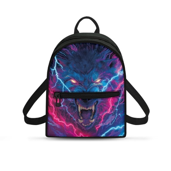 Eheartsgir Lightning Wolf Pattern Mini Backpack for Travel Outdoor, Lightweight Mini Travel Backpacks Polyester Lots of Pockets Small Backpack