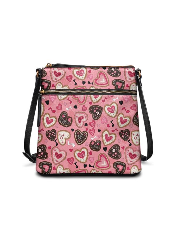 Love Music Sling Bag, Smooth Zipper Handbag PU Leather Waterproof Crossbody Purse for Everyday Travel