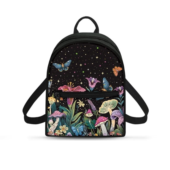 Eheartsgir Mushroom Star Garden Mini Backpack with Lightweight Multi-Purpose Mini Backpacks for Travel, Polyester Travel Shoulder Bag for Dating