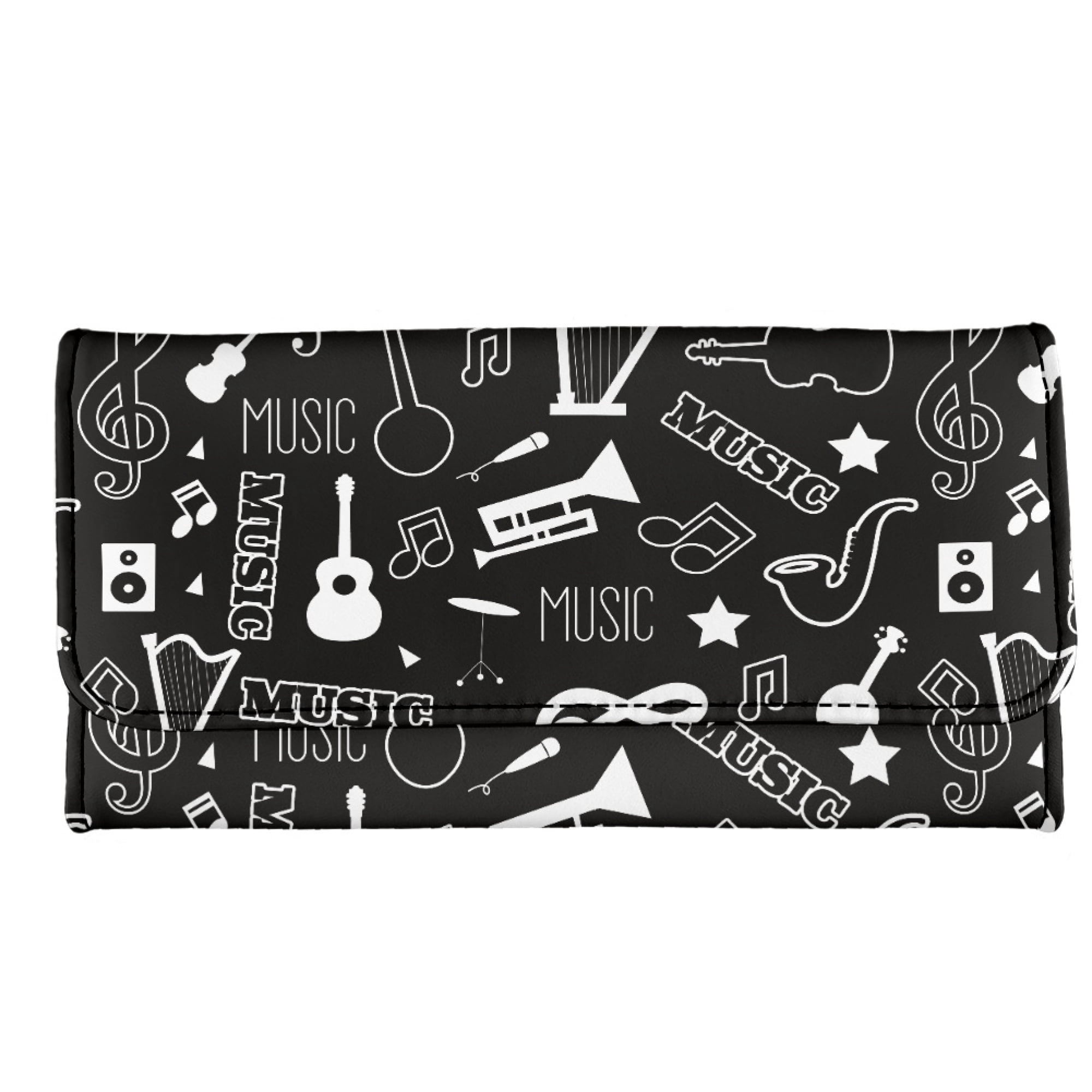 Eheartsgir Music Instrument Pattern Long Wallet for Travel, PU Leather ...
