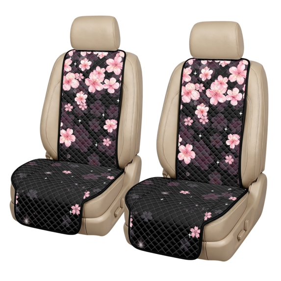 Eheartsgir Pink Cherry Blossom Print Auto Seat Protector for Pets, Airbag Compatible Washable Car Interior Accessories for Sedans, Polyester Front Covers