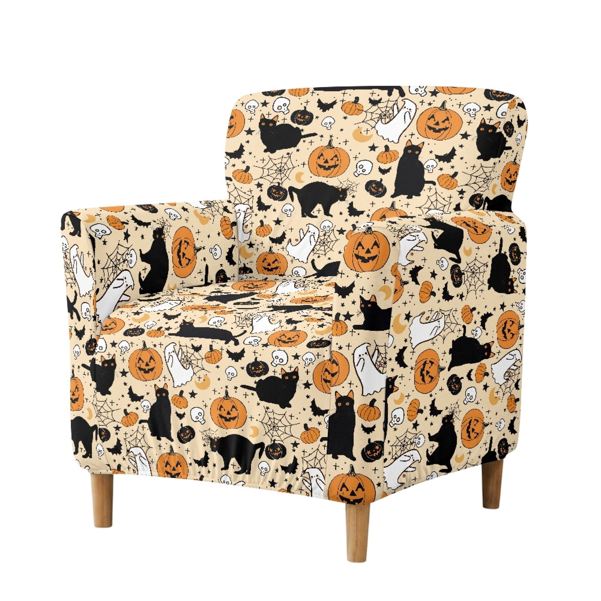 Eheartsgir Pumpkin Spider Web Pattern Soft Furniture Protector with ...