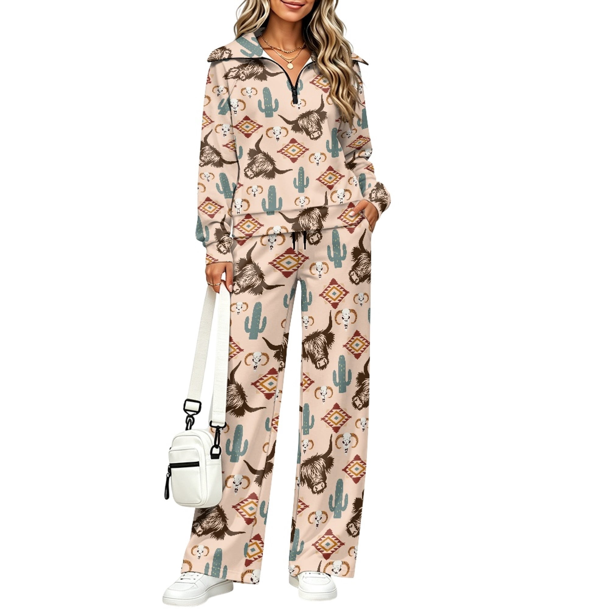 Eheartsgir Quarter Zip Lounge Set for Running Vacation Workout, Western ...