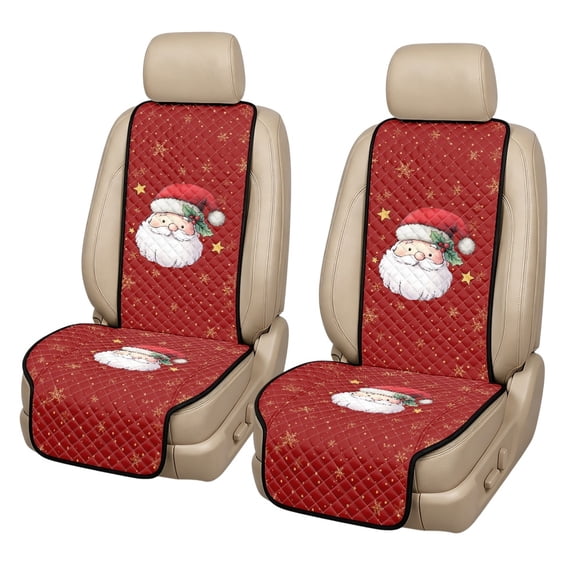 Eheartsgir Santa Claus Soft Quilted Car Seat Cushion Covers, Machine Washable Polyester Car Seat Cover 2-Pack Non-Slip Car Seat Covers for Most Cars