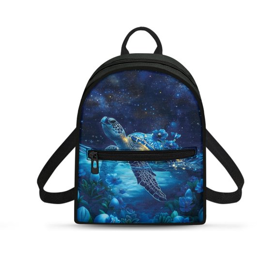 Eheartsgir Sea Turtle Small Backpack for Travel Outing, Zipper Travel Daypack Polyester Lightweight Mini Backpack