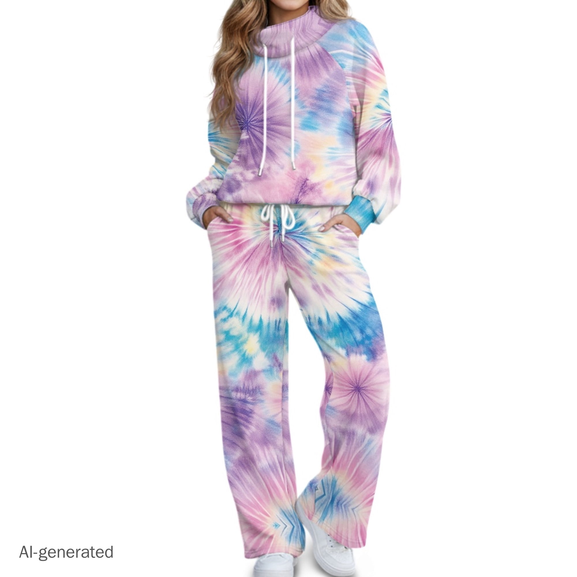 Eheartsgir Spiral Tie-Dye Pattern Spandex Blend Two Piece Tracksuit ...