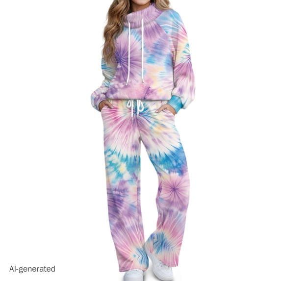 Traksuit Pattern Eheartsgir Spiral Tie-Dye Pattern Spandex Blend Two Piece Tracksuit ...