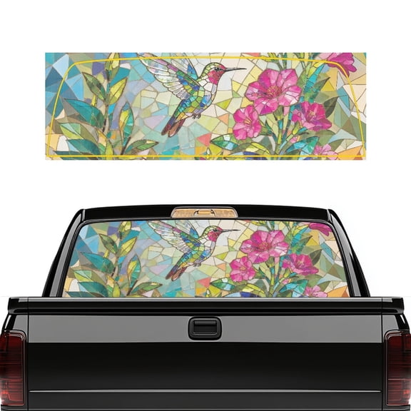 Eheartsgir Stained Glass Hummingbird Truck Rear Window Decal Easy Installation Personalized Back Window Sticker Decal Wrap for Pickup SUV