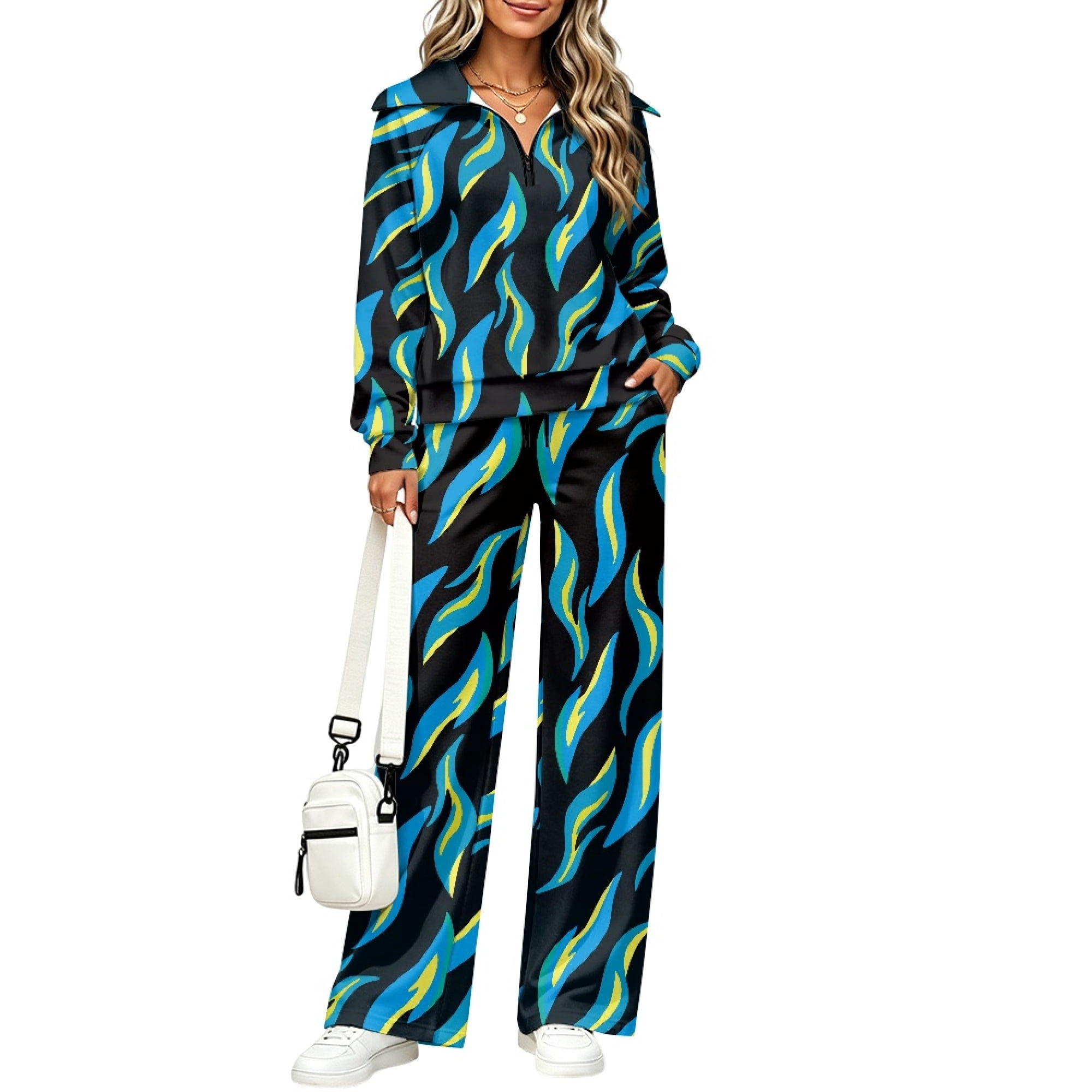Eheartsgir Stand Collar Tracksuits for Work Jogging Vacation, Blue ...