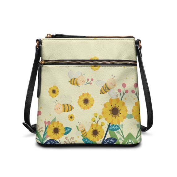 Eheartsgir Sunflower Crossbody Bag, Durable Sling Bag PU Leather Water-Resistant Women's Crossbody Purse for Travel Daily